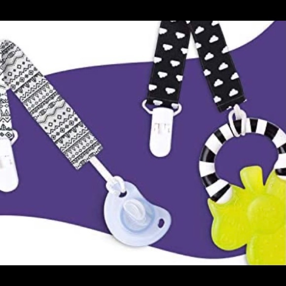 NIP Set 5 Pacifier Teething Ribbon Baby Clips 9”L - Picture 9 of 14